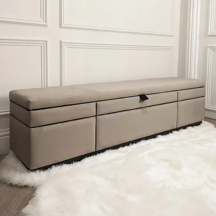 Savoy Mink & Black Luxury Piped Velvet Ottoman Box