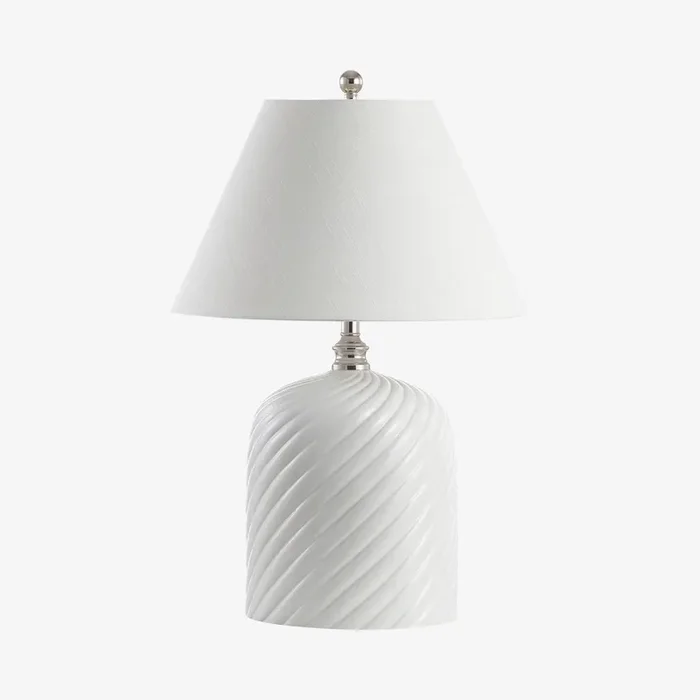 Serge Swirl Bohemian Glam LED Table Lamp – White – Ceramic / Metal by JONATHAN Y