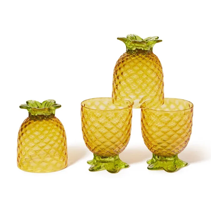 Set of Four of Small Pineapple Glasses – Gold, Set of Four