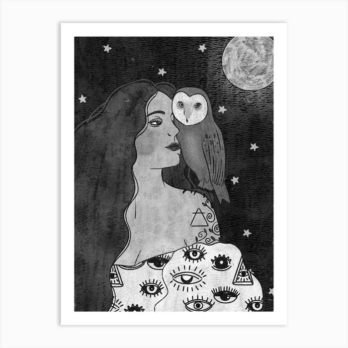 She Sees It All Art Print by Olivia Bürki Design