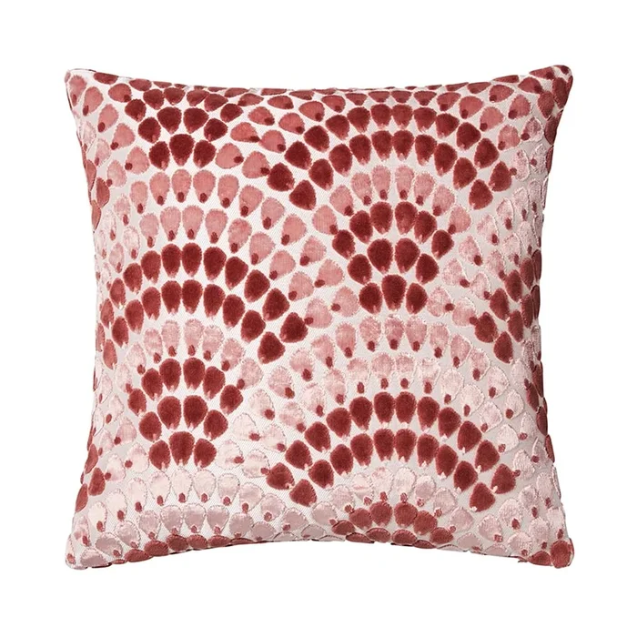 Shell Cut Velvet Cushion Rose