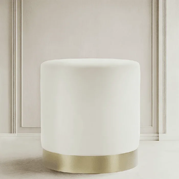 Shop Jaycee Cream & Gold Medium Round Stool