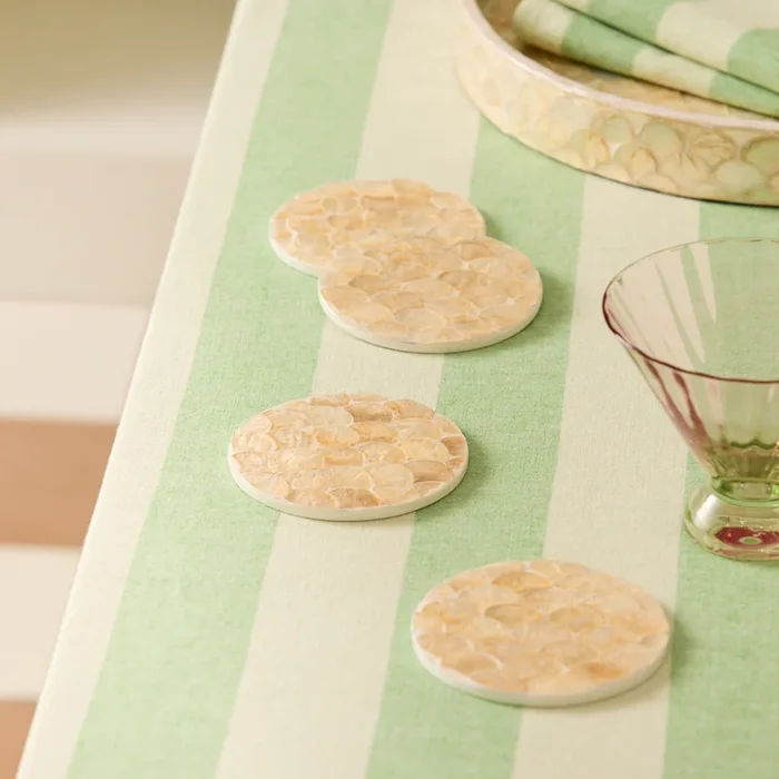Sicily Capiz Ivory Tile Coaster Pack of 4