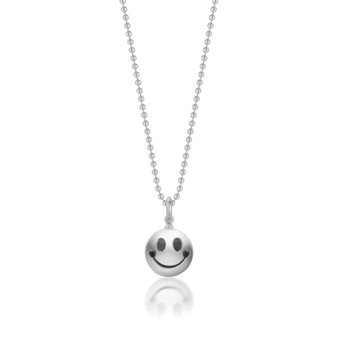Silver Smiley Heart Pendant – 18″ Sterling Silver Bead Chain
