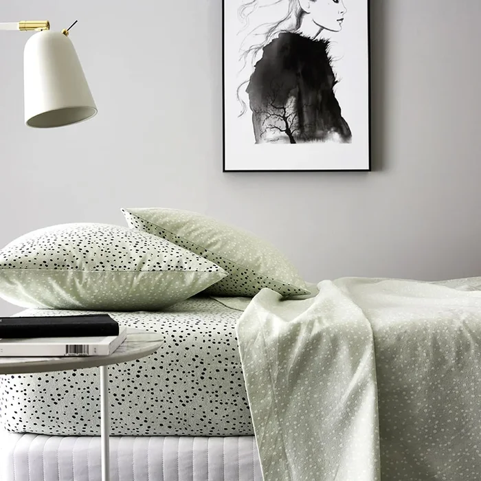 Sky Blue Spot Flannelette Sheet Set