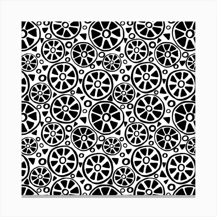 Slices Black On White Canvas Print by Shelworks Stationery