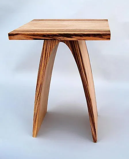 Small Arch End Table – Zebrawood