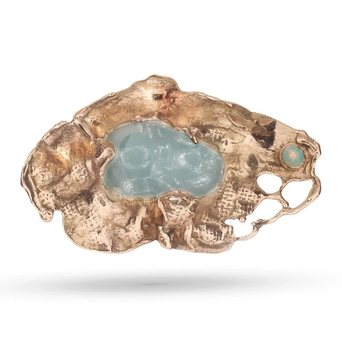 Smithsonite and Opal Brooch