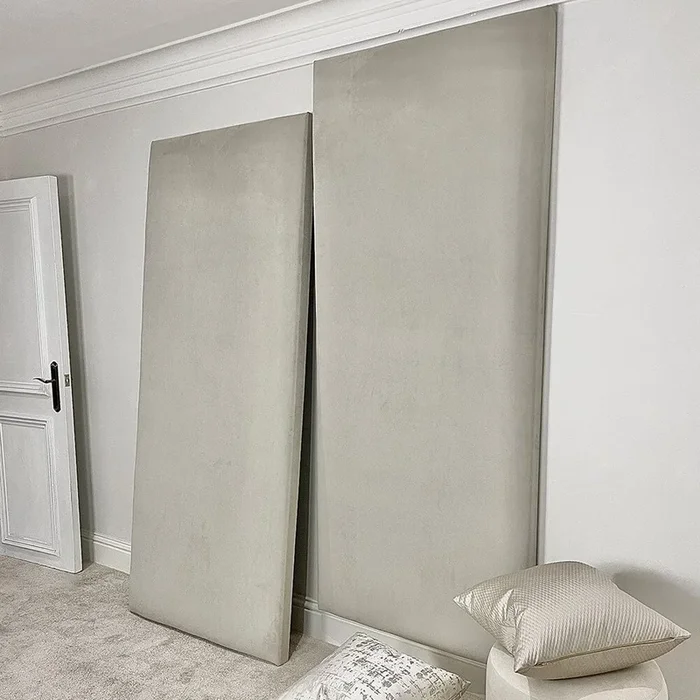 Smoke Grey Velvet Double Width Wall Hanging Headboard Panel – 90cm