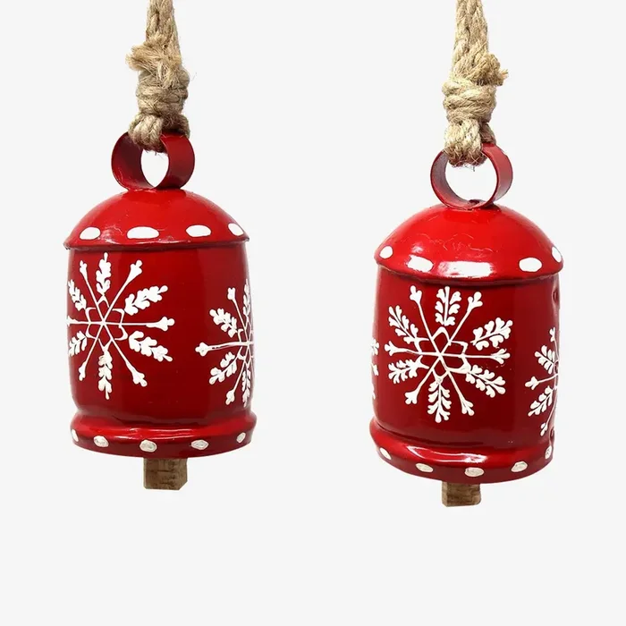 Snowflake Hanging Bells – Set of 2 by Global Crafts