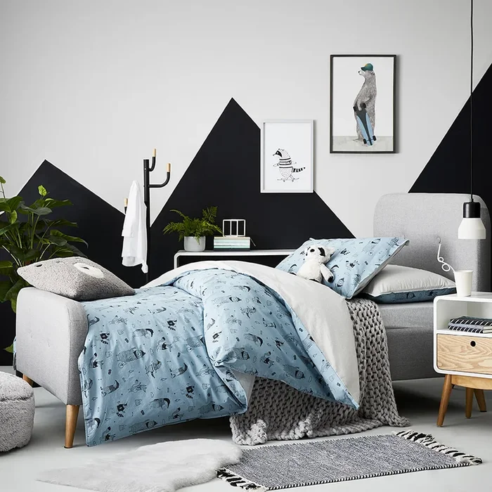 Stonewash Badger Quilt Cover Set Blue
