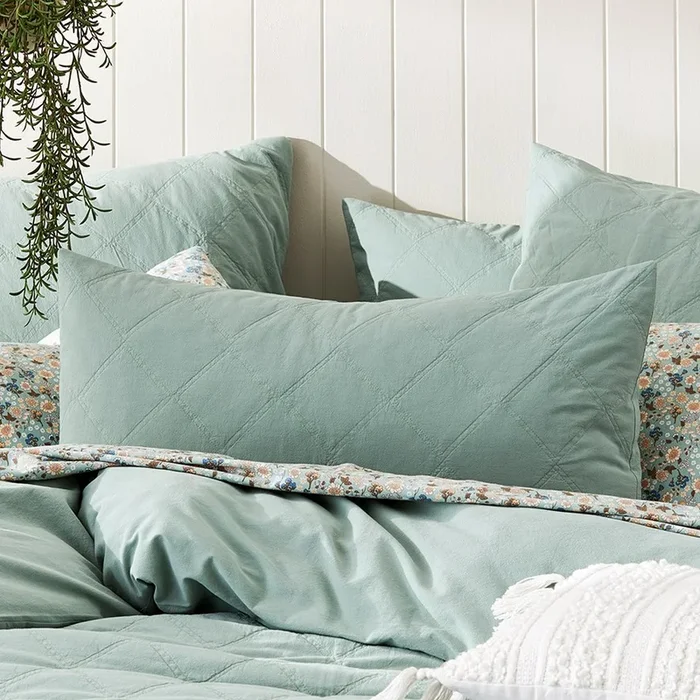Stonewashed Cotton Gum Leaf Quilted Pillowcase