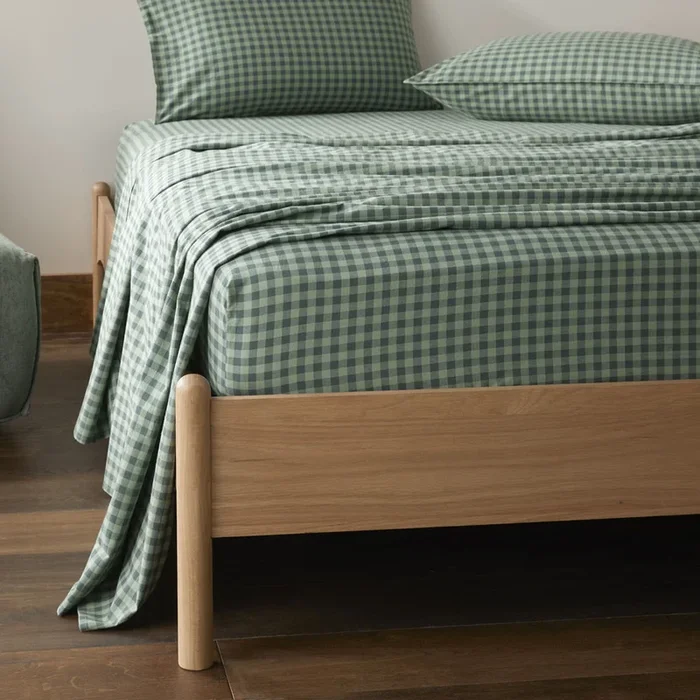 Stonewashed Cotton Gumleaf Gingham Sheet Separates