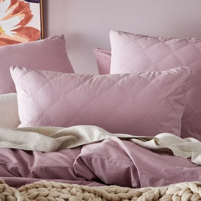Stonewashed Cotton Lavender Quilted Pillowcase