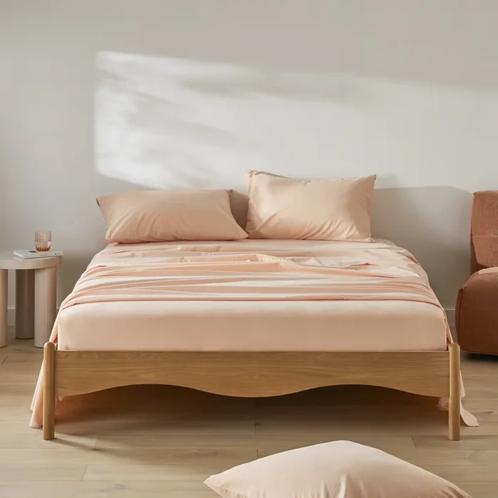 Stonewashed Cotton Pale Peach Sheet Set