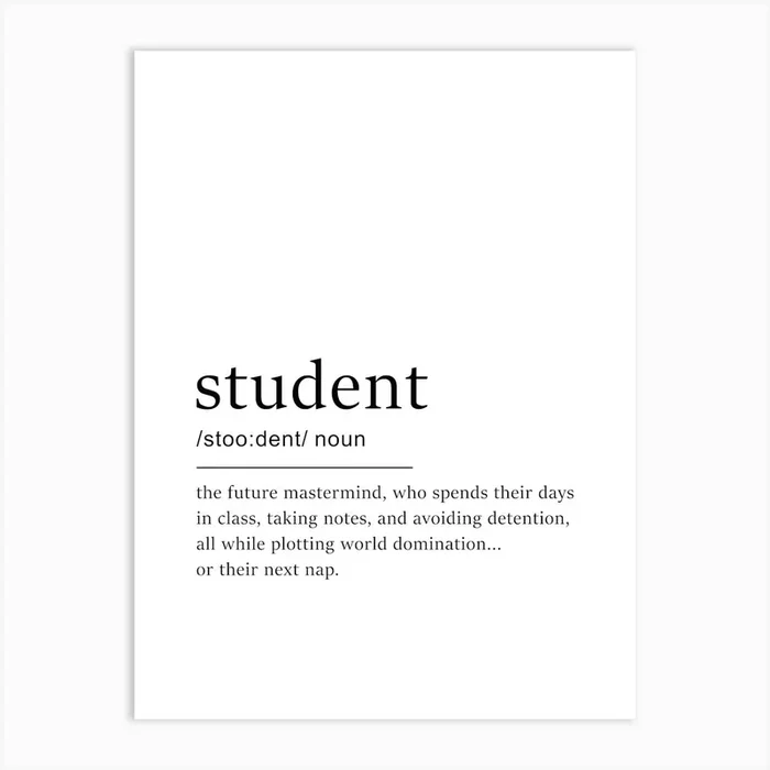 Student Definition Poster – Dictionary Art PrintPZ by Panda Zen Studios