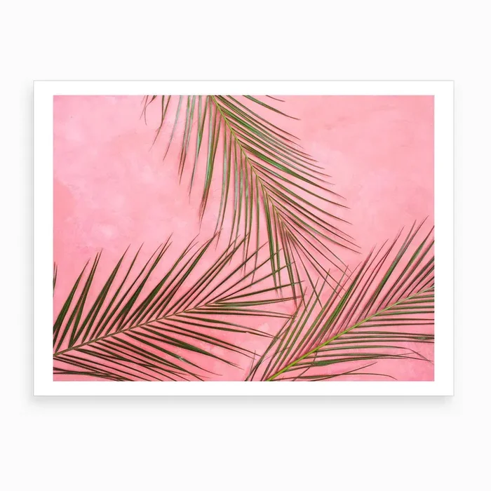Summer Palm Leaves In Pink Wall Art Print by Mambo