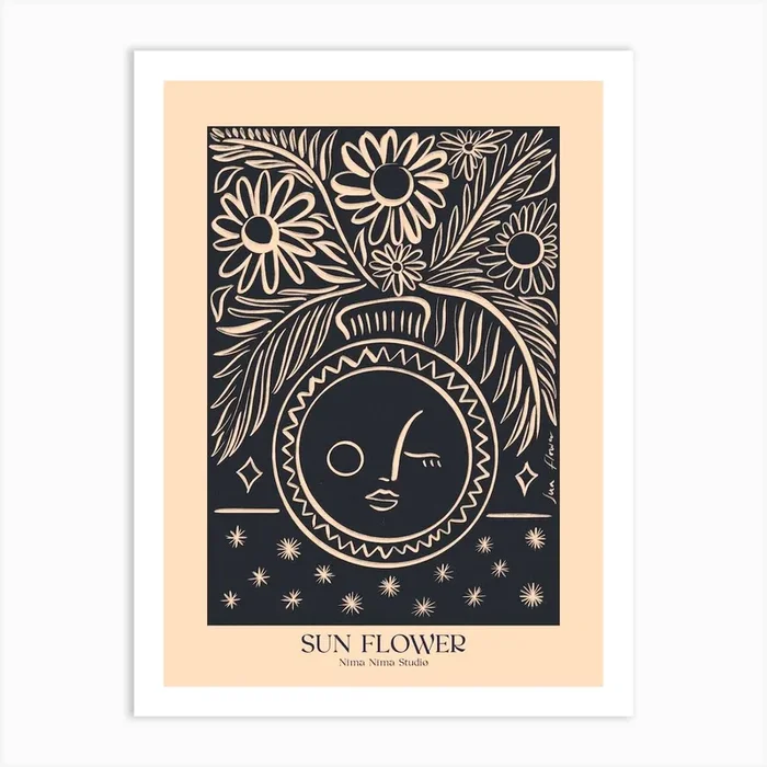 Sunflower Vase Art Print by Nima Nima Studio