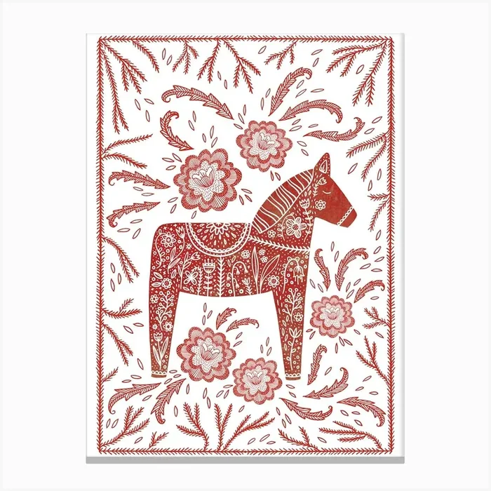 Swedish Dala Horse Red Canvas PrintNS by Nic Squirrell