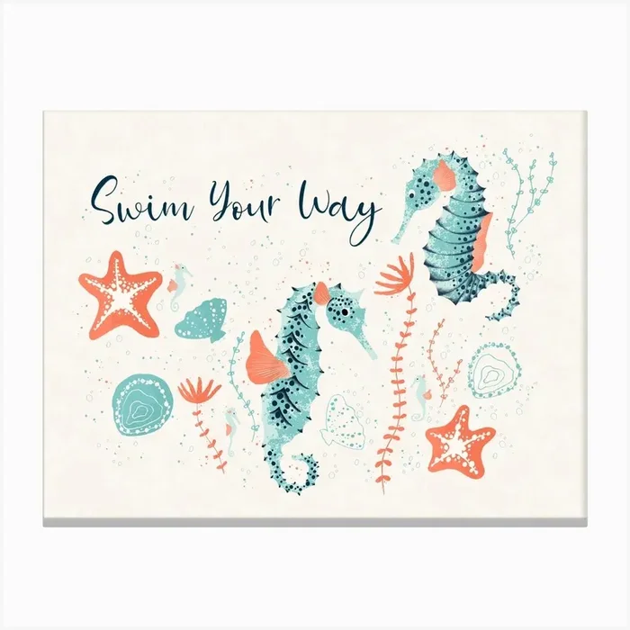 Swim Your Way Seahorse Canvas Print by Lidiebug