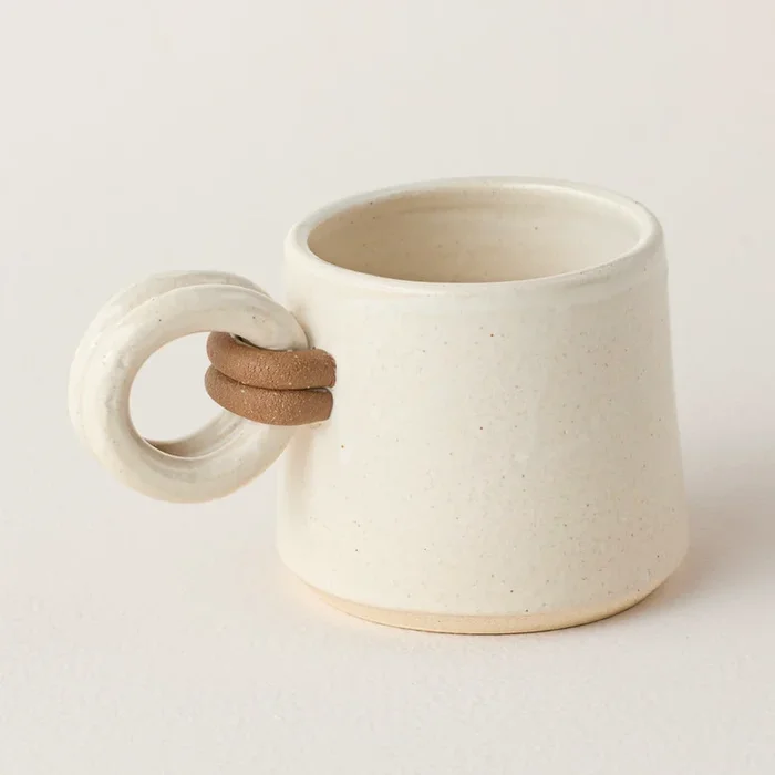 Tall Loop Handle Mug – White Satin