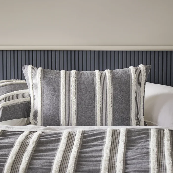 Taylor Grey Tufted Quilt Cover Pillowcases