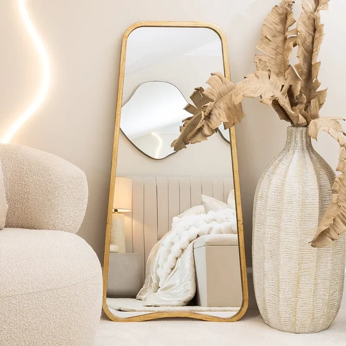 Tesora Gold Curved Leaner Mirror – 123cm
