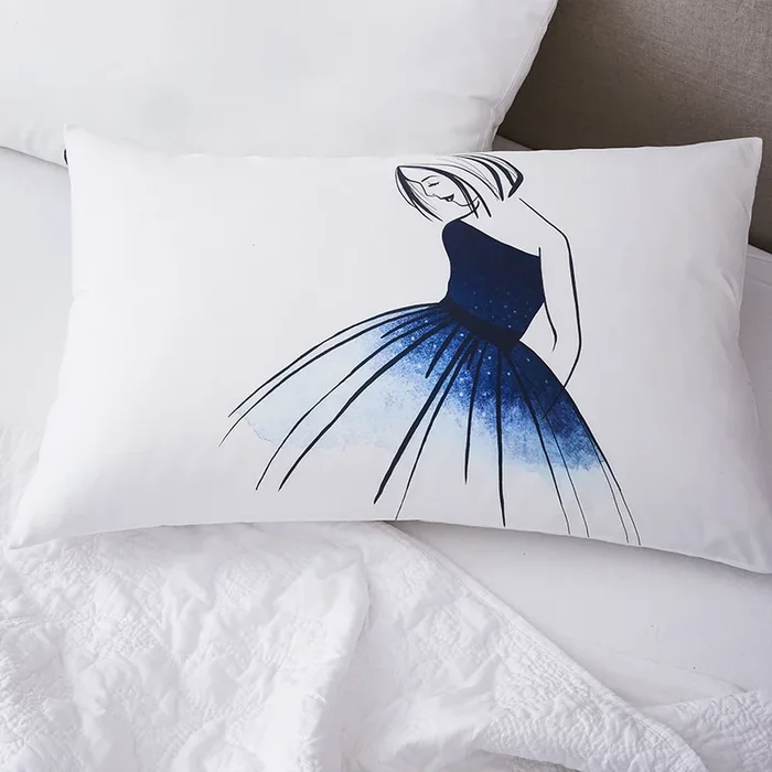 Text Pillowcase Girl in Dress