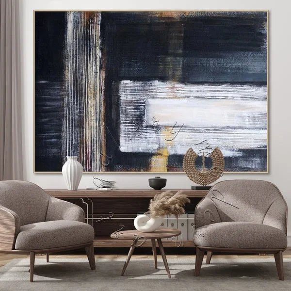 Textured Abstract Original Painting, Framed Big Canvas, Modern Wall Art