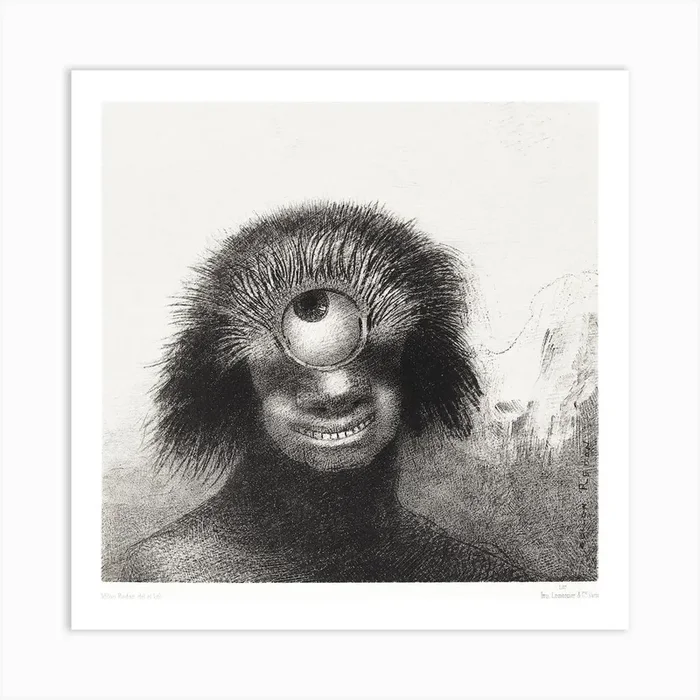 The Deformed Polyp Floated On The Shores, A Sort Of Smiling And Hideous Cyclops By The Flower (1883), Odilon Redon Art Print by Fy! Classic Art Prints and Posters