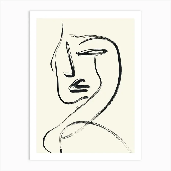 The Face Abstract Portrait of a Woman Art Print by The Printable Studio