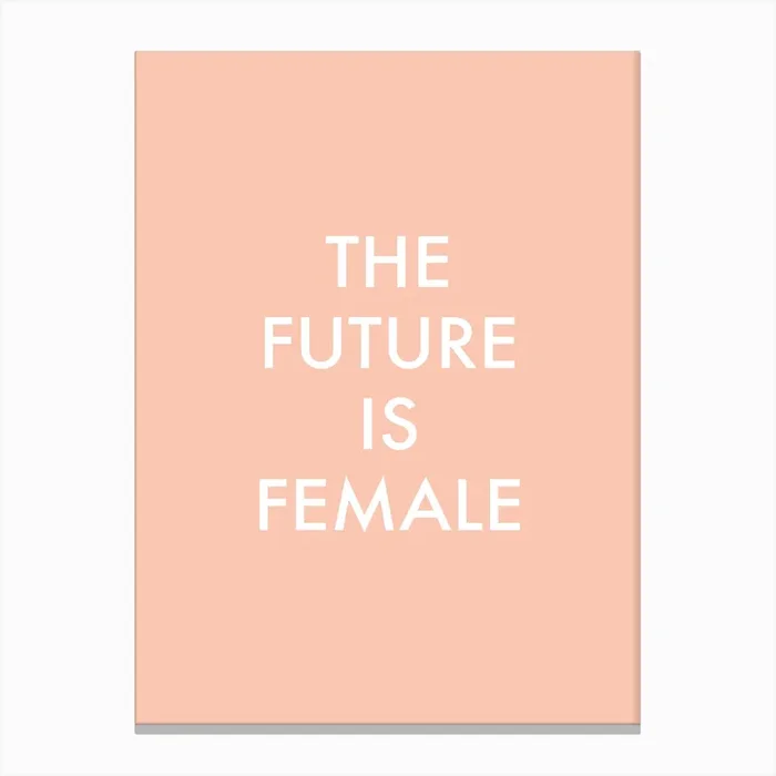 The Future Is Female Peach White Canvas Print by Mambo