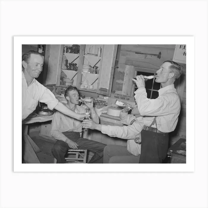 The Men Have A Bottle Of Beer At The Square Dance, Pie Town, New Mexico By Russell Lee 1 Art Print by Fy! Classic Art Prints and Posters