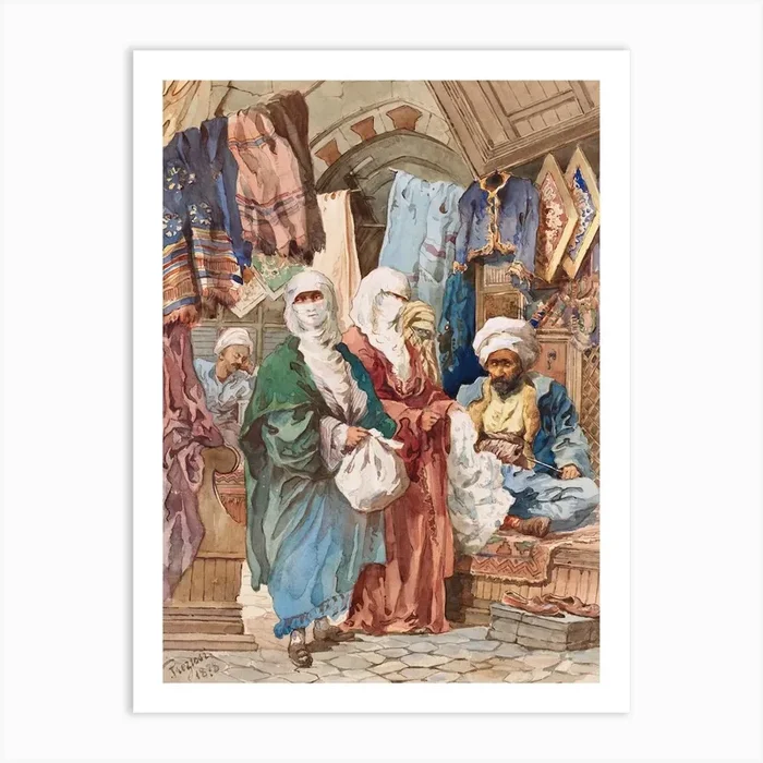 The Silk Bazaar, Amadeo Preziosi Art Print by Fy! Classic Art Prints and Posters