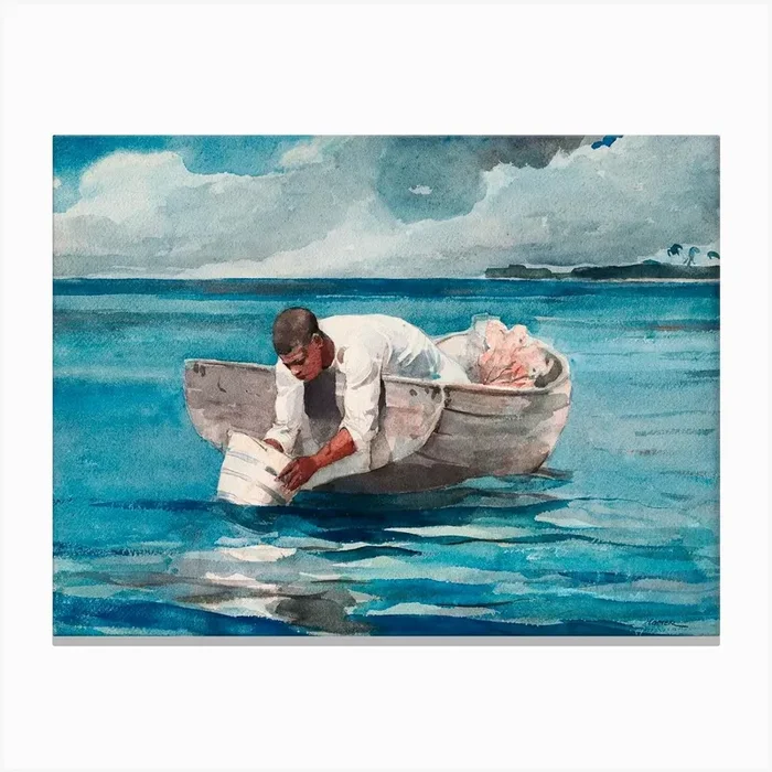 The Water Fan (ca. 1888–1889), Winslow Homer Canvas Print by Fy! Classic Art Prints and Posters