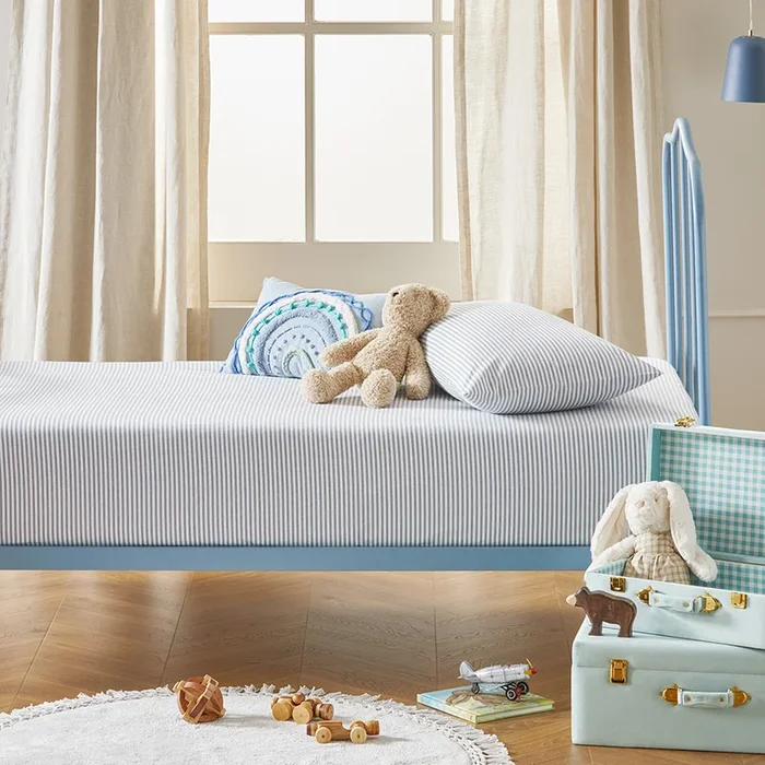 Theodore Yarn Dyed Grey Stripe Fitted Sheet Set