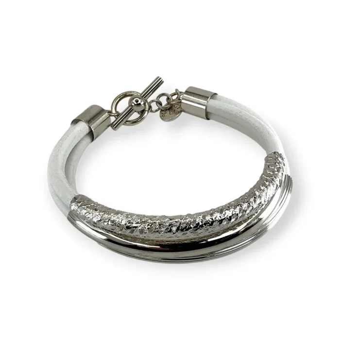 Three-Strand Textured Bracelet – White/Rhodium