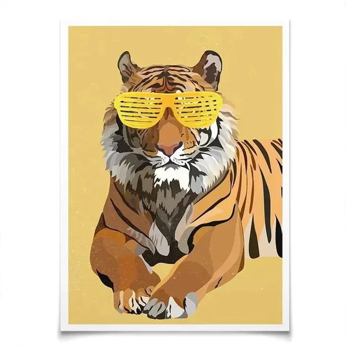 Tiger In Yellow Portrait Art Print