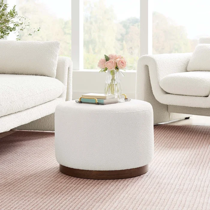 Tilden Large 23 ” Round Boucle Upholstered Ottoman by Modway