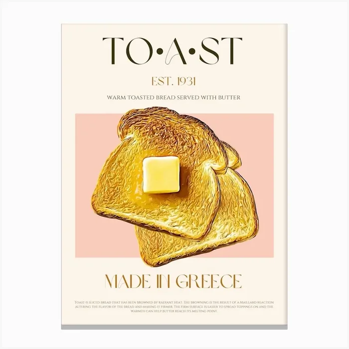 Toast Mid Century Canvas Print by KOKR Prints