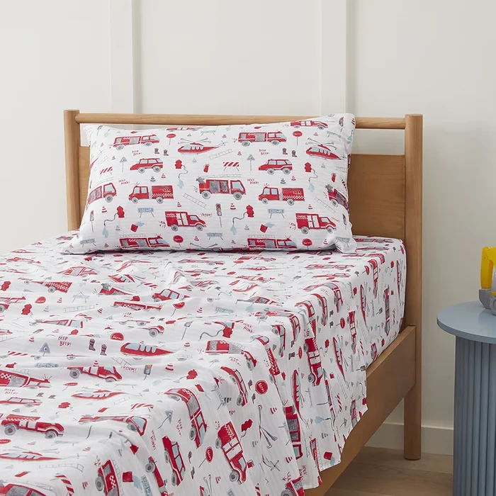 Transport Rescue Crew White Sheet Set