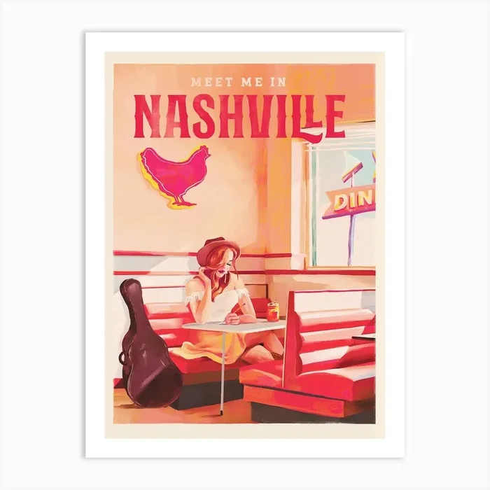 Travel Poster Nashville Tennessee Art Print by The Whiskey Ginger