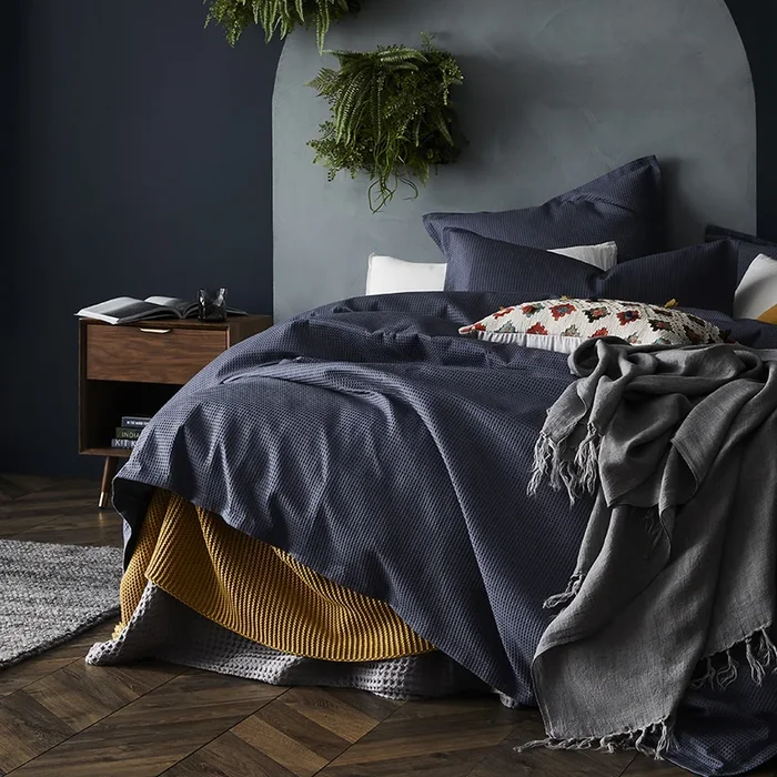Tribeca Waffle Indigo Quilt Cover Set + Separates