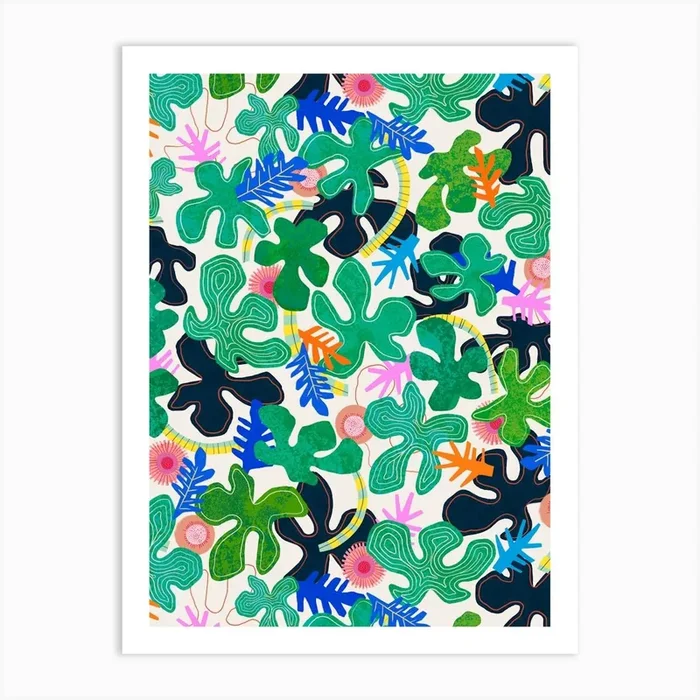 Tropical Canopy Collage – Light Art Print by Rachel Parker Designs