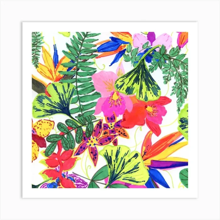 Tropical Flowers Art Print by kosarandrea