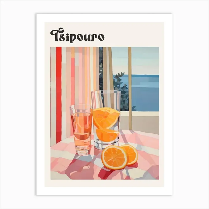 Tsipouro 3 Retro Cocktail Poster Art Print by MedArt
