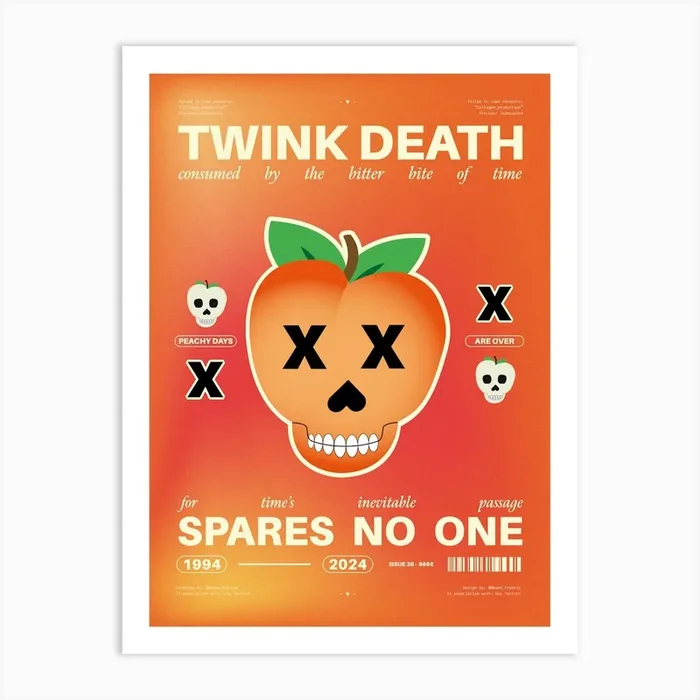 Twink Death – Peach Skull Face LGBTQ+ Poster Art Print by Mason Francis