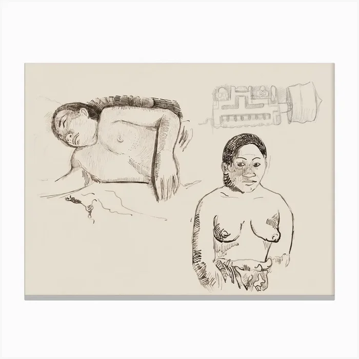 Two Tahitian Women And A Marquesan Earplug, Paul Gauguin Canvas Print by Fy! Classic Art Prints and Posters