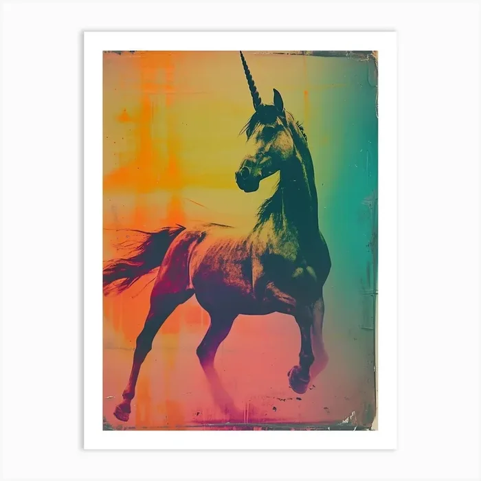 Unicorn Polaroid Inspired 4 Art Print by Bubblegum Kitsch