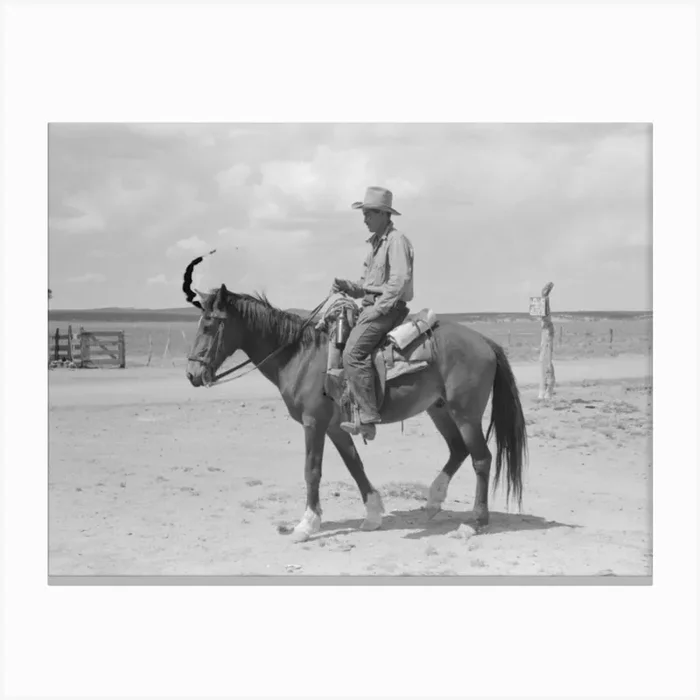 Untitled Photo, Possibly Related To Cowboy With Spanish Cowpony, Pie Town, New Mexico By Russell Lee 1 Canvas Print by Fy! Classic Art Prints and Posters